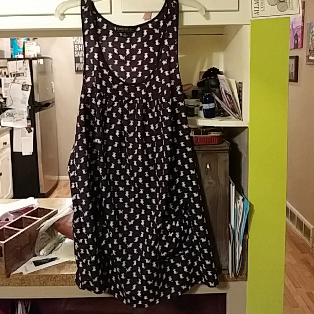 Sleeveless Cat Print Dress